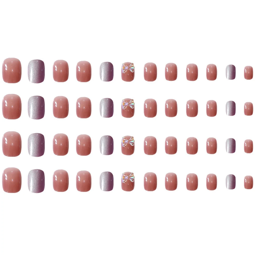 

2 коробки, накладные ногти с полным покрытием и бантом, накладные ногти для женщин, длинные искусственные украшения для ногтей, вечерние, свадебные, свидания