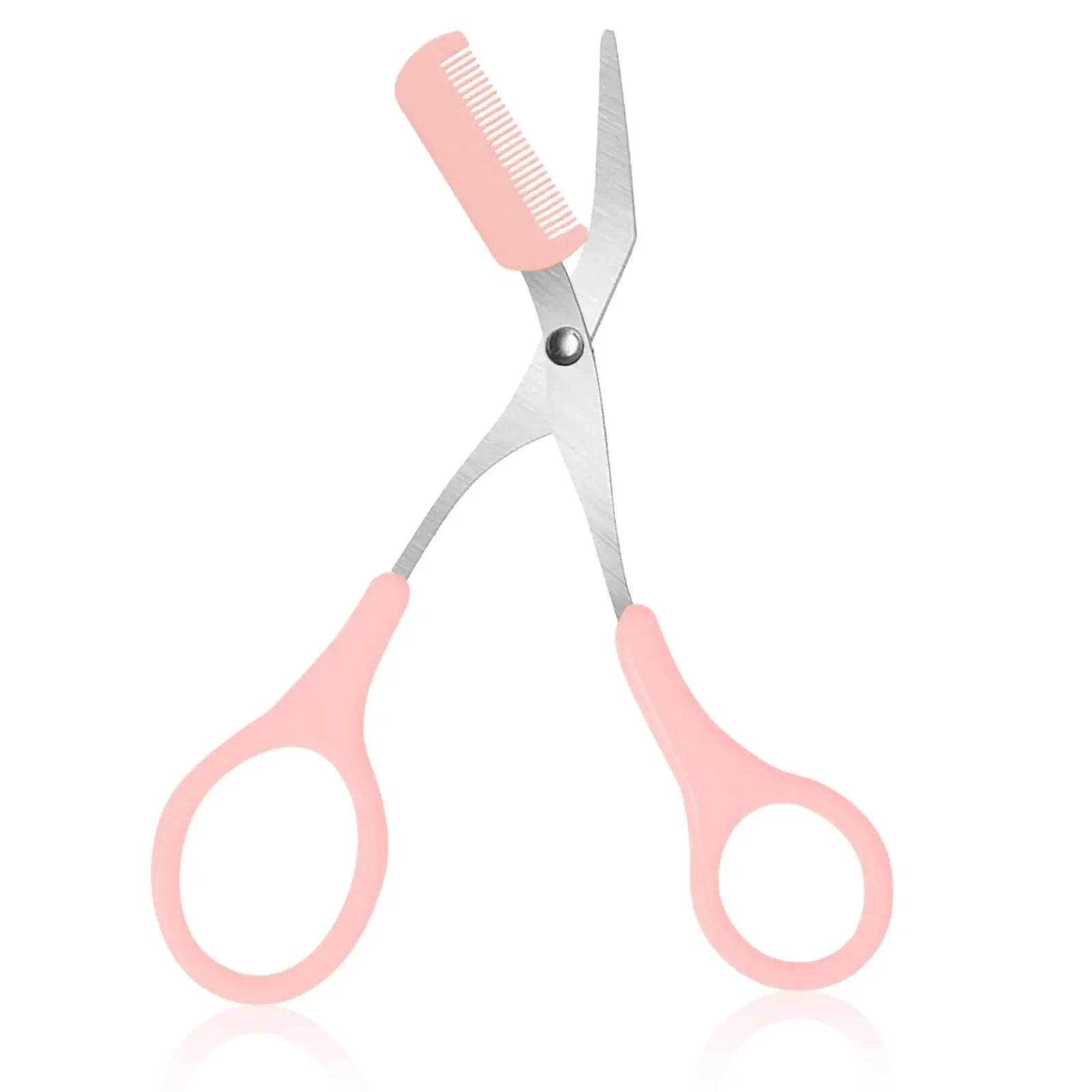 1 pçs aparador de sobrancelha, tesoura de sobrancelha de aço inoxidável com pente, tesoura de aparar sobrancelha remoção de cabelo ferramentas de beleza para mulher