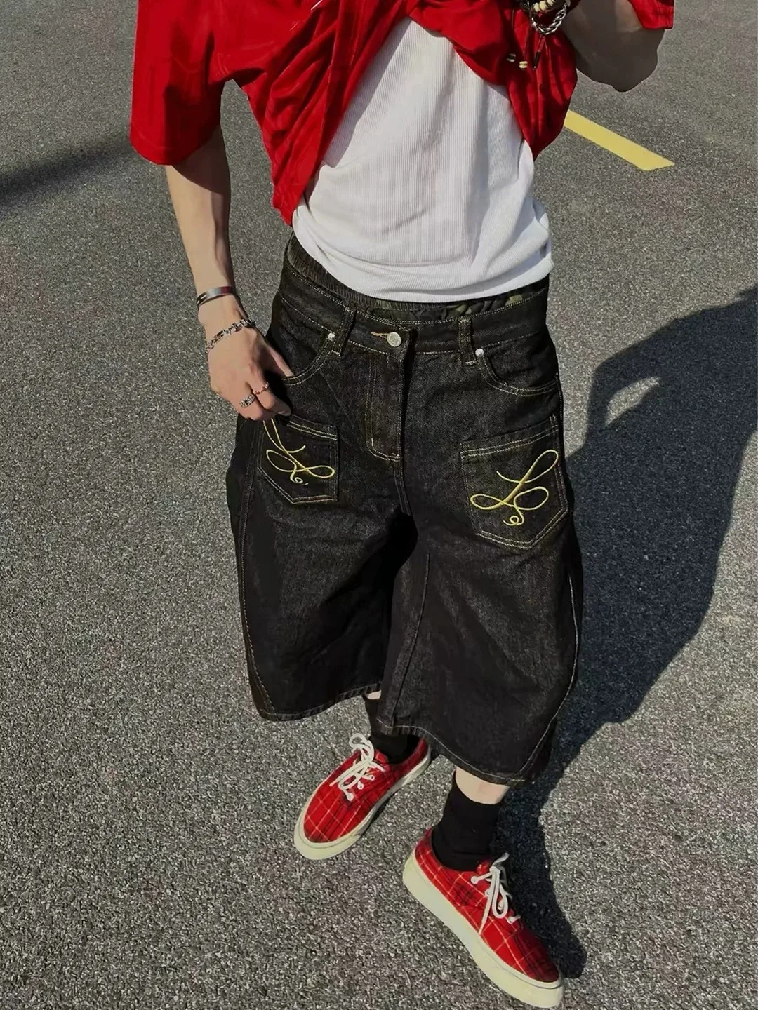 Calça Jeans Original Americana com Bordado Casual Solta de Verão para Homens e Mulheres - Modelo Reto e Moderno