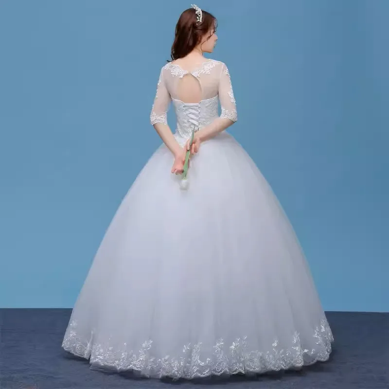 MDYS- A855#Korean Round Neck Floor-Length 2024 New Summer Bride Wedding Dress Wholesale Cheap Free Custom Large Size From China