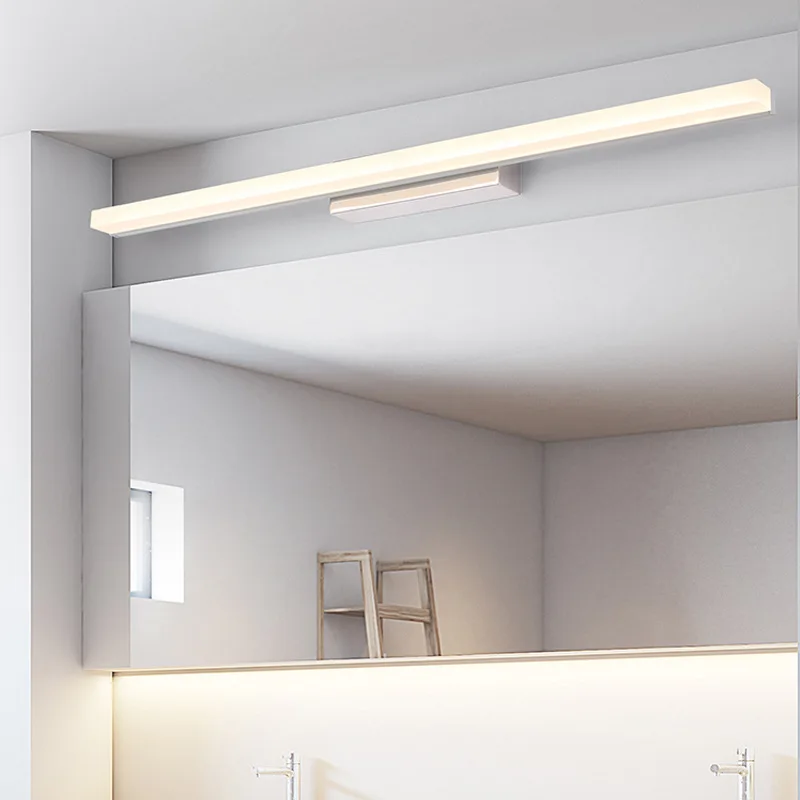 Lampada da parete specchio da bagno luce anteriore decorazione domestica per interni Hotel luci a LED a striscia lunga Super luminose applique da parete moderne nordiche