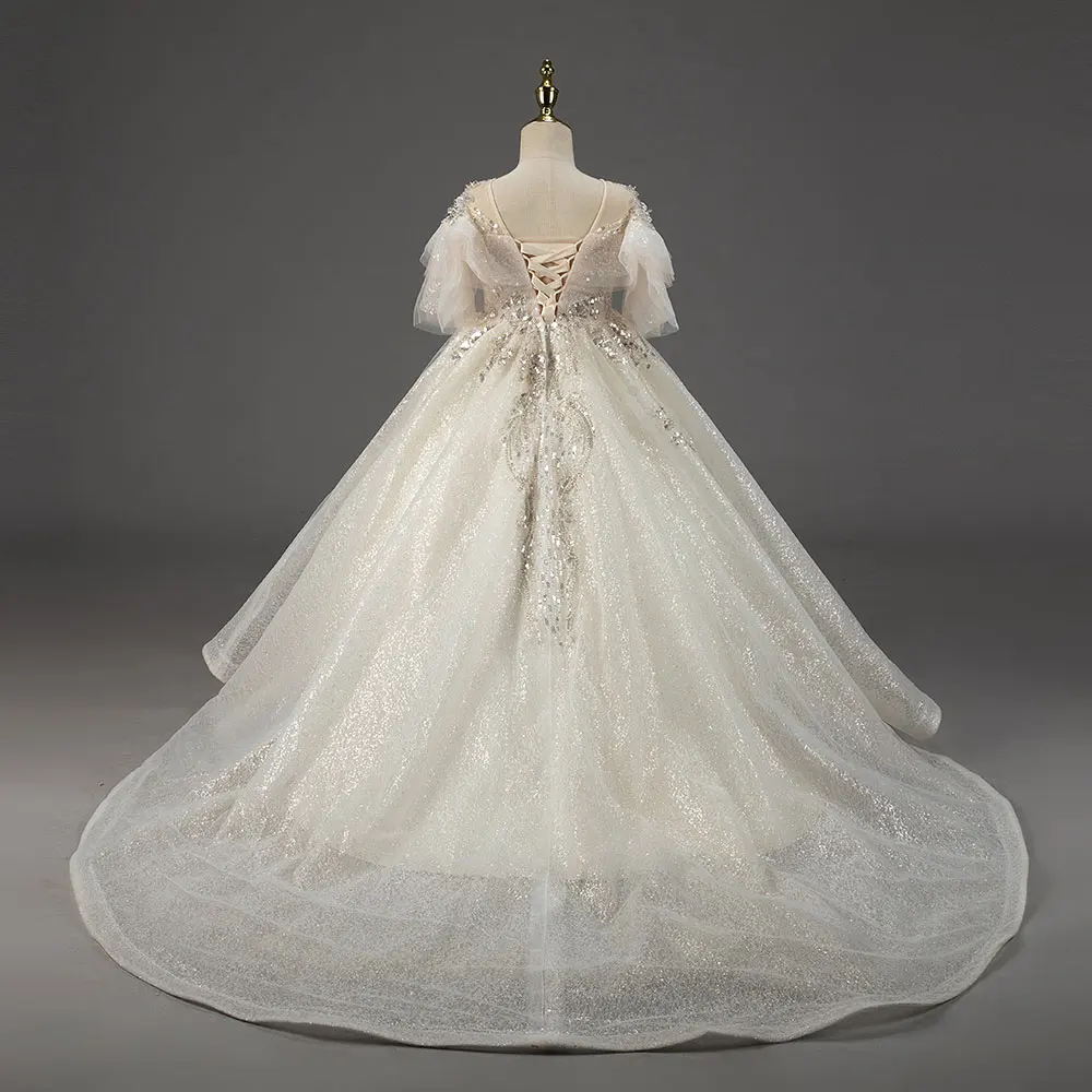 Jill Dezső Fényűzés Arábiai Pezsgő virágos Elárusítónő ruhát 2023 Gyöngy gyöngyös Hercegnő Bor színe számára gyerekeknek esküvői szülinapi Félfogadás Díszfelvonulás J009
