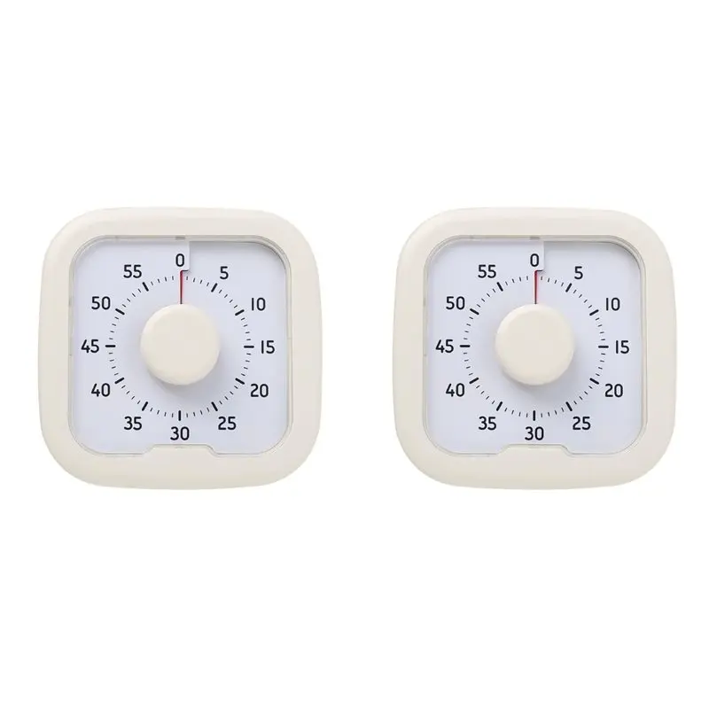 

【BRILLIANT 】2X Бесшумный визуальный таймер 60-минутный секундомер Будильник Таймер обратного отсчета с подставкой Таймер визуализации Белый