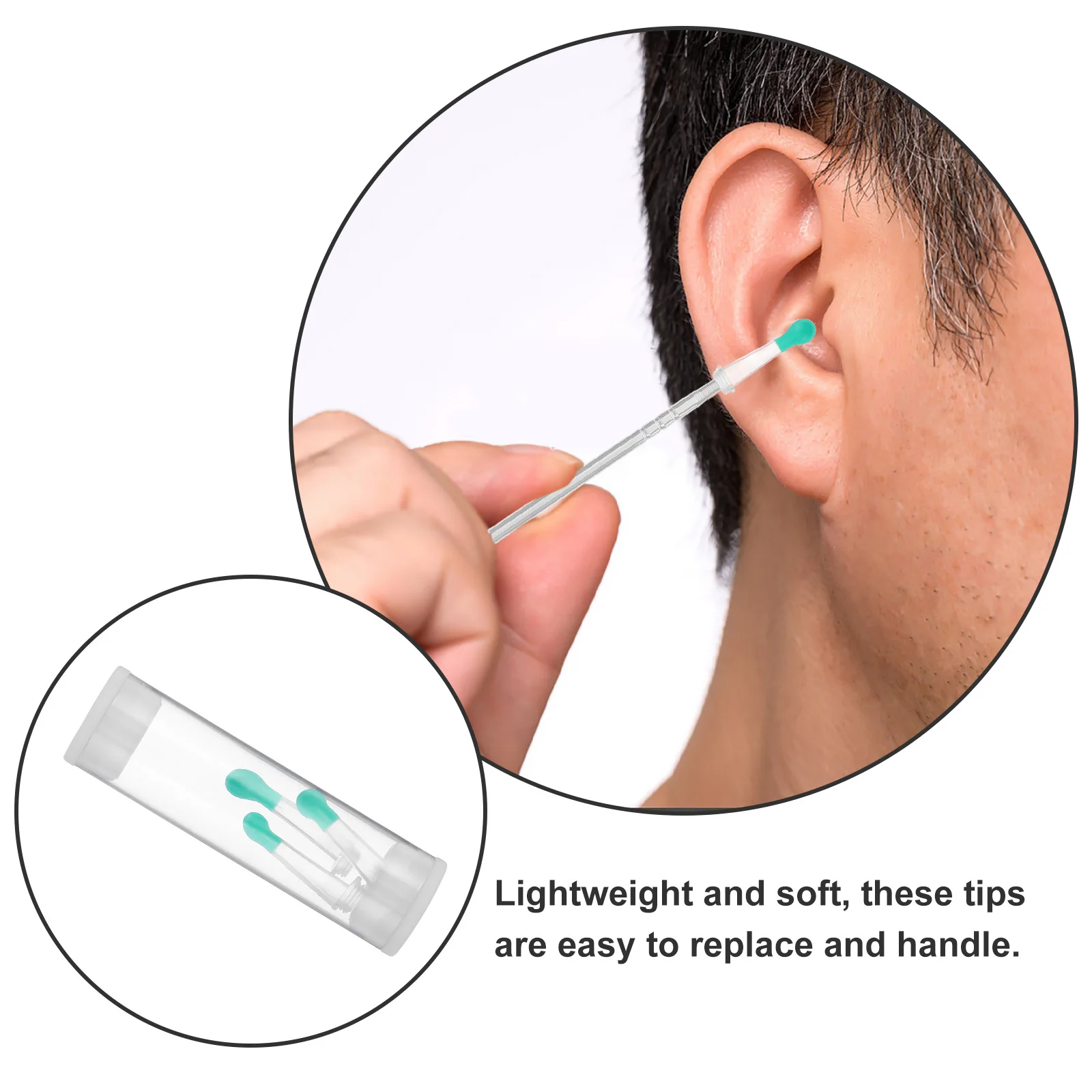 3 قطع من أطراف إزالة شمع الأذن البديلة المصنوعة من السيليكون، ملعقة تنظيف الأذن الناعمة المرنة للاستخدام المنزلي للمراهقين والبالغين والأسرة #3