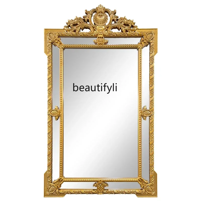 Yy French retro wall-mounted decorative mirror European restaurant wall-mounted fireplace mirror American bathroom makeup mirror