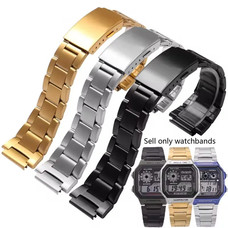 New Metal Bracelet For Casio AE1200 Ae1300 A158 A-159 A169 A168 F91 small square stainless steel watchband AE-1200 watch Strap