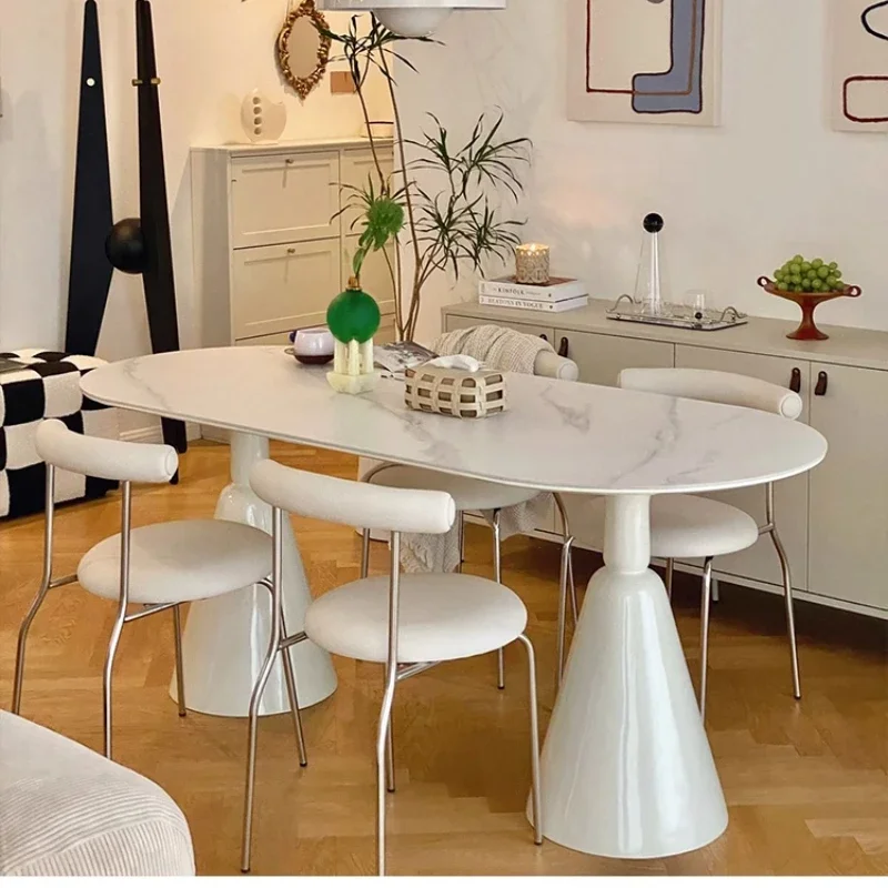 Cream wind slate, simple modern home, small apartment French Internet celebrity Holy Grail dining table and chair combination