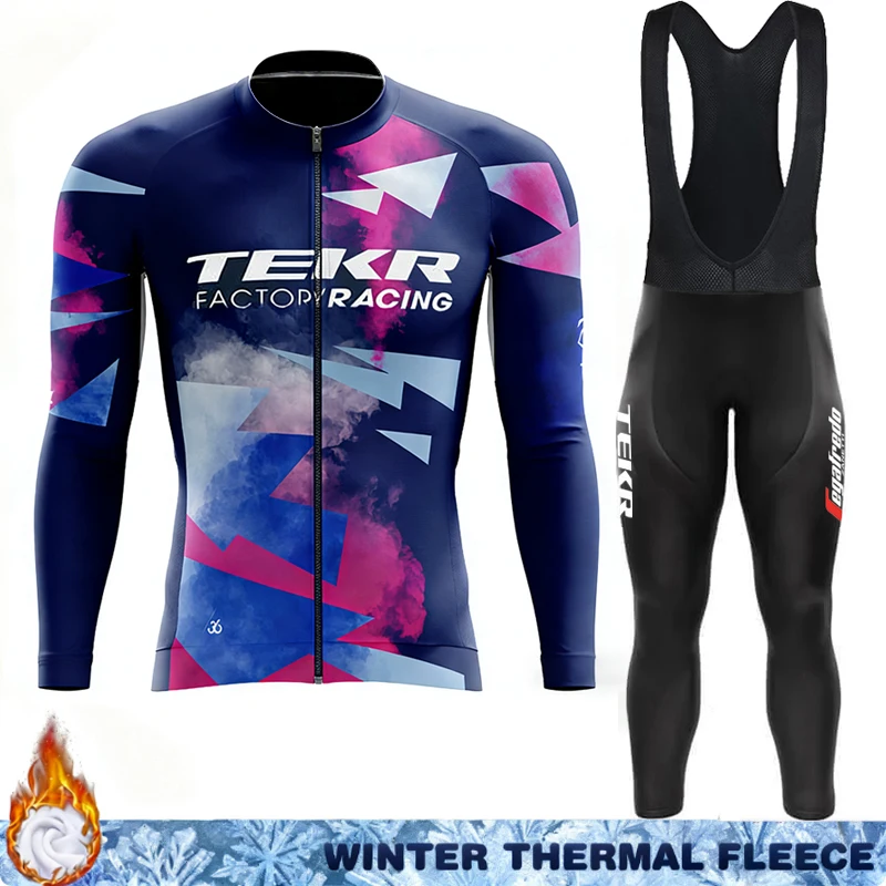 

Men's Cycling Pants Winter Thermal Fleece Bib TEKR Jersey 2026 Man Set Suit Clothing Bicycle Clothes Bicycles Jackets Mtb Sets