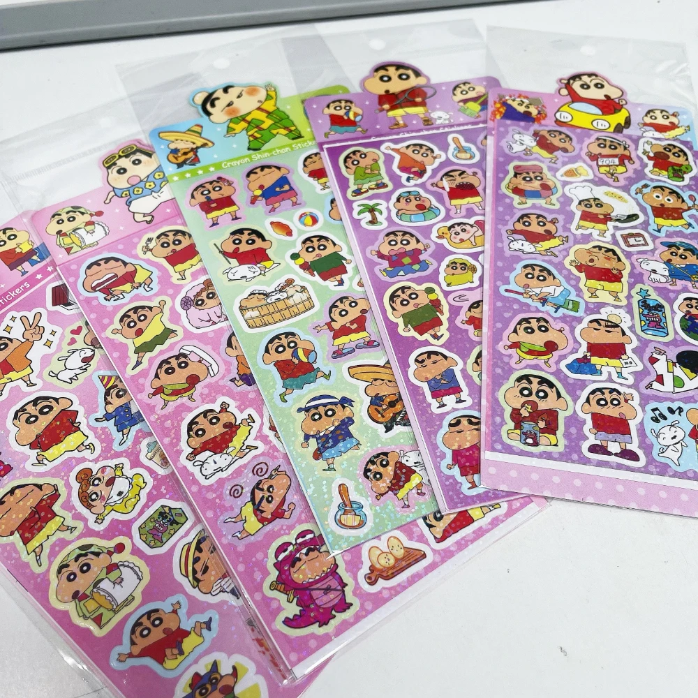 20Sheets Kawaii Crayon Shin-chan Anime Stickers Cute Hand Acount Suitcase Phone Case Laptop DIY Waterproof Sticker Kids Toy Gift