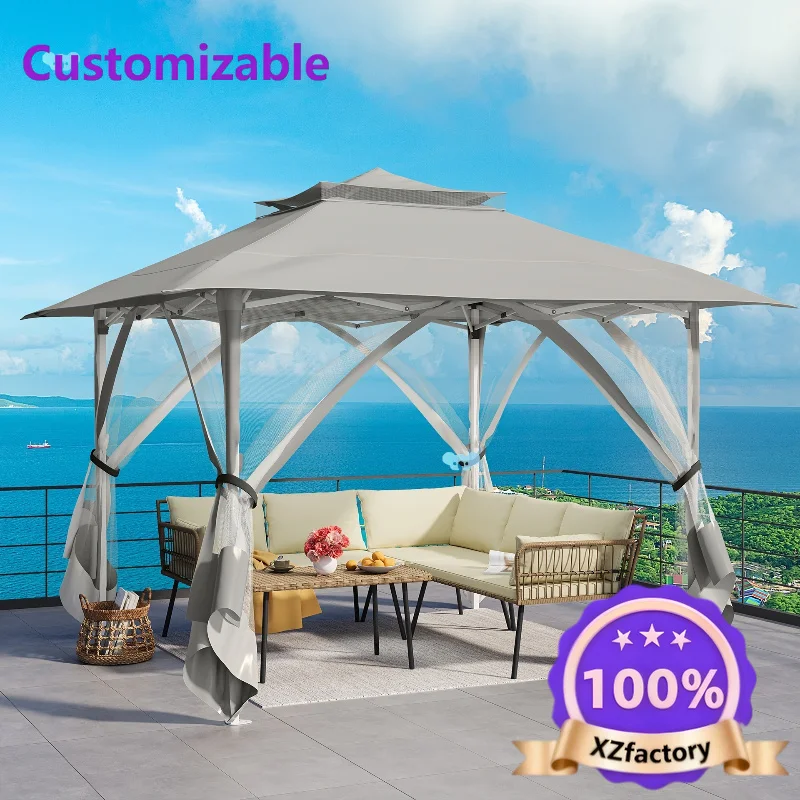 Factory Direct 2026 Top Gazebo portátil Gazebo emergente de doble techo |
