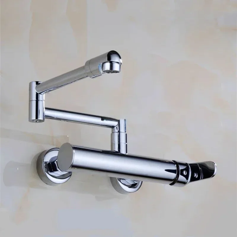 Hot SalesTelescopic Folding Kitchen Faucets Black Brass 360 Rotate Wall Mounted Bathroom Hidden Faucet Fold-able Crane Sink Mixe