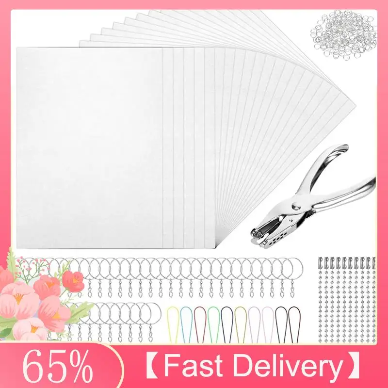 

Новейшая модель для творчества с отпечатками пальцев: набор из 25 термоусадочных пластиковых листов для брелоков с дыроколом для отверстий под железные кольца для маркировки