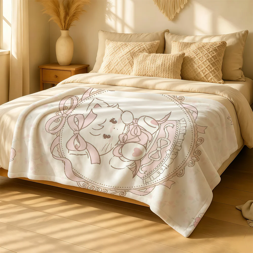 Cartoon M-Mikko Cat Cute Blanket For Soft Warm Knee For Bedroom Living Room Bed Sofa Camping Picnic Office Gift