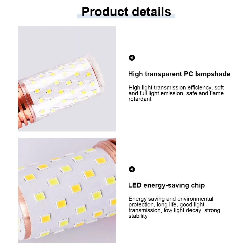 Super bright LED bulb Energy-Saving Lamp E14 Small Screw E27 Corn Lamp Household lighting Three Color Dimming Full Spectrum 220V