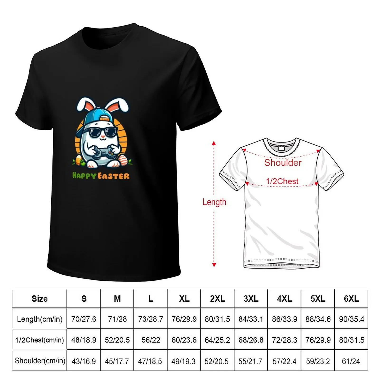 Video Game Bunny Eggs Happy Easter Day Festive Tee T-Shirt Casual Holiday Short Sleeve Tee