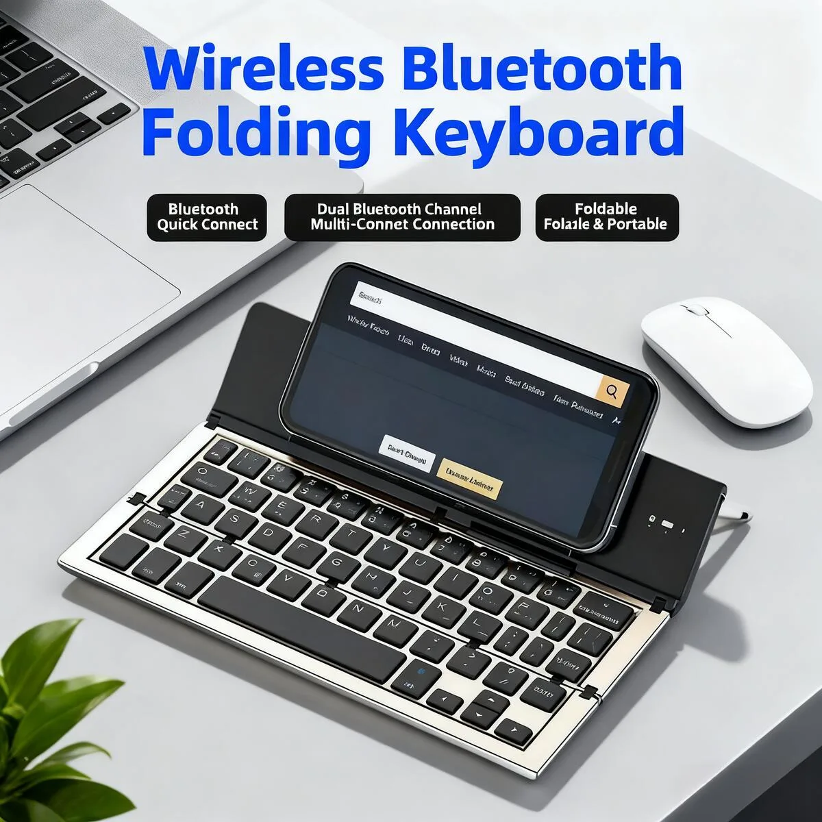 

Лидер продаж, ультратонкая беспроводная Bluetooth-клавиатура, шоколадная клавиатура, портативная перезаряжаемая тройная конструкция с сенсорной панелью