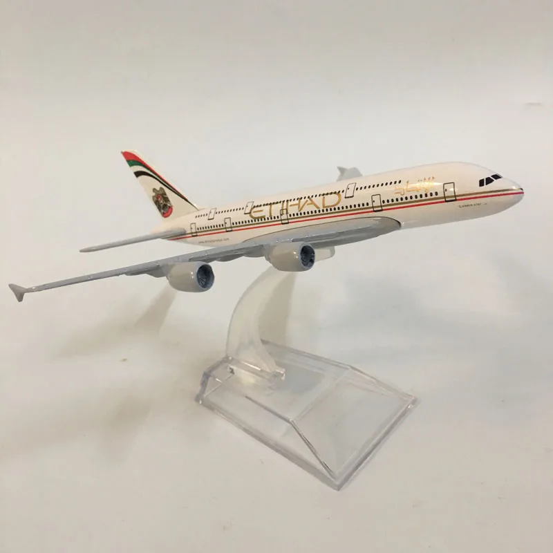 16cm Plane Model Etihad A380 Metal Aircraft Model Diecast 1:400 Scale A380 Airplanes Authentic Collectible Gift