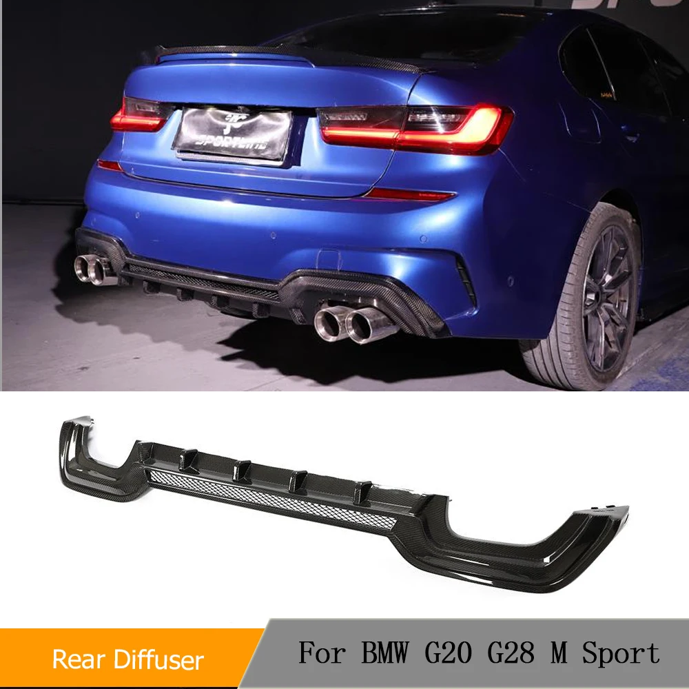 Car Rear Bumper Diffuser Lip for BMW 3Series G20 G28 M Sport 2020 Carbon Fiber Rear Bumper Diffuser Lip Spoiler FRP Glossy Black