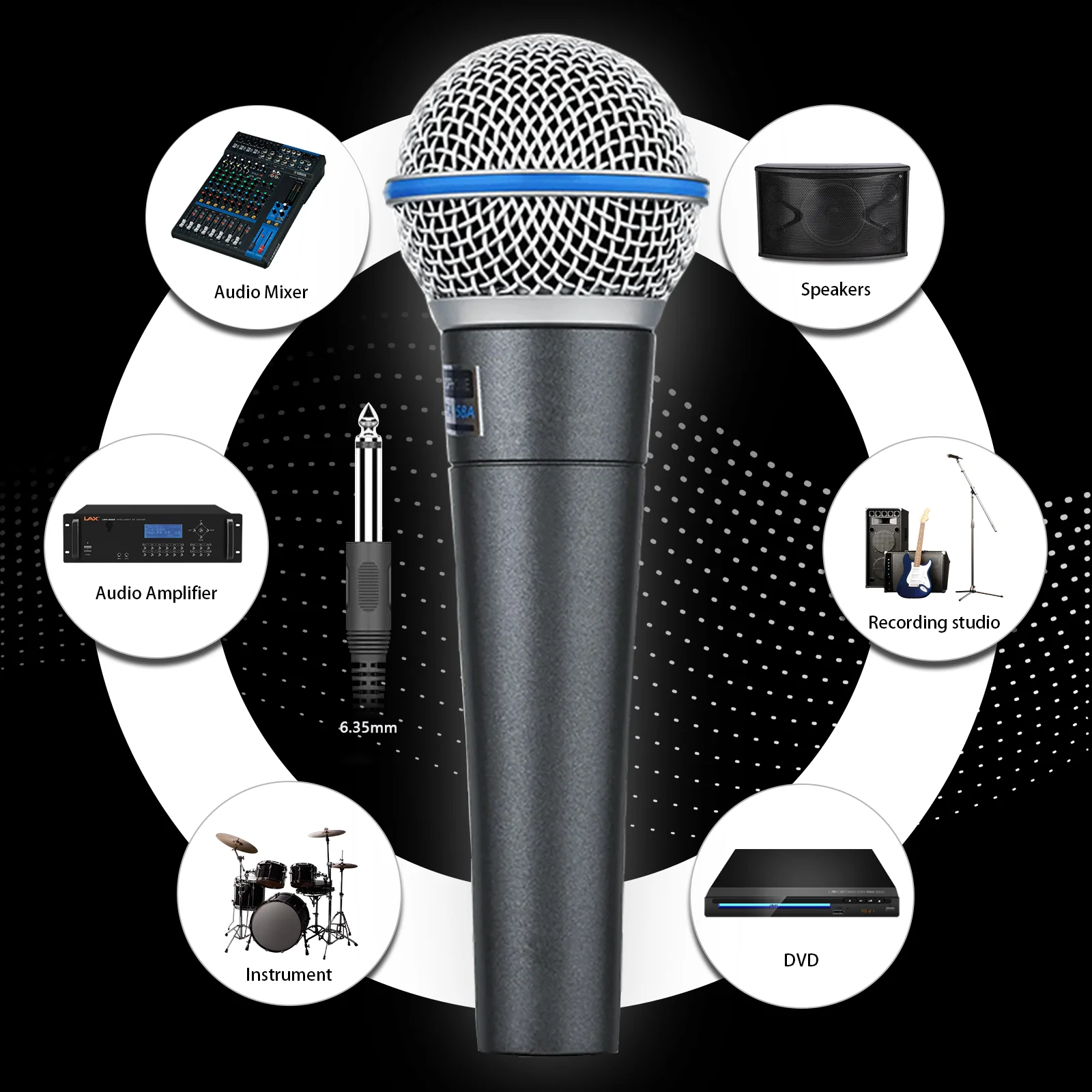LN85 المهنية السلكية ميكروفون سلسلة Dynacmic الصوتية يده هيئة التصنيع العسكري مناسبة لحفلة الكاريوكي الغناء المواد المعدنية القلب #6