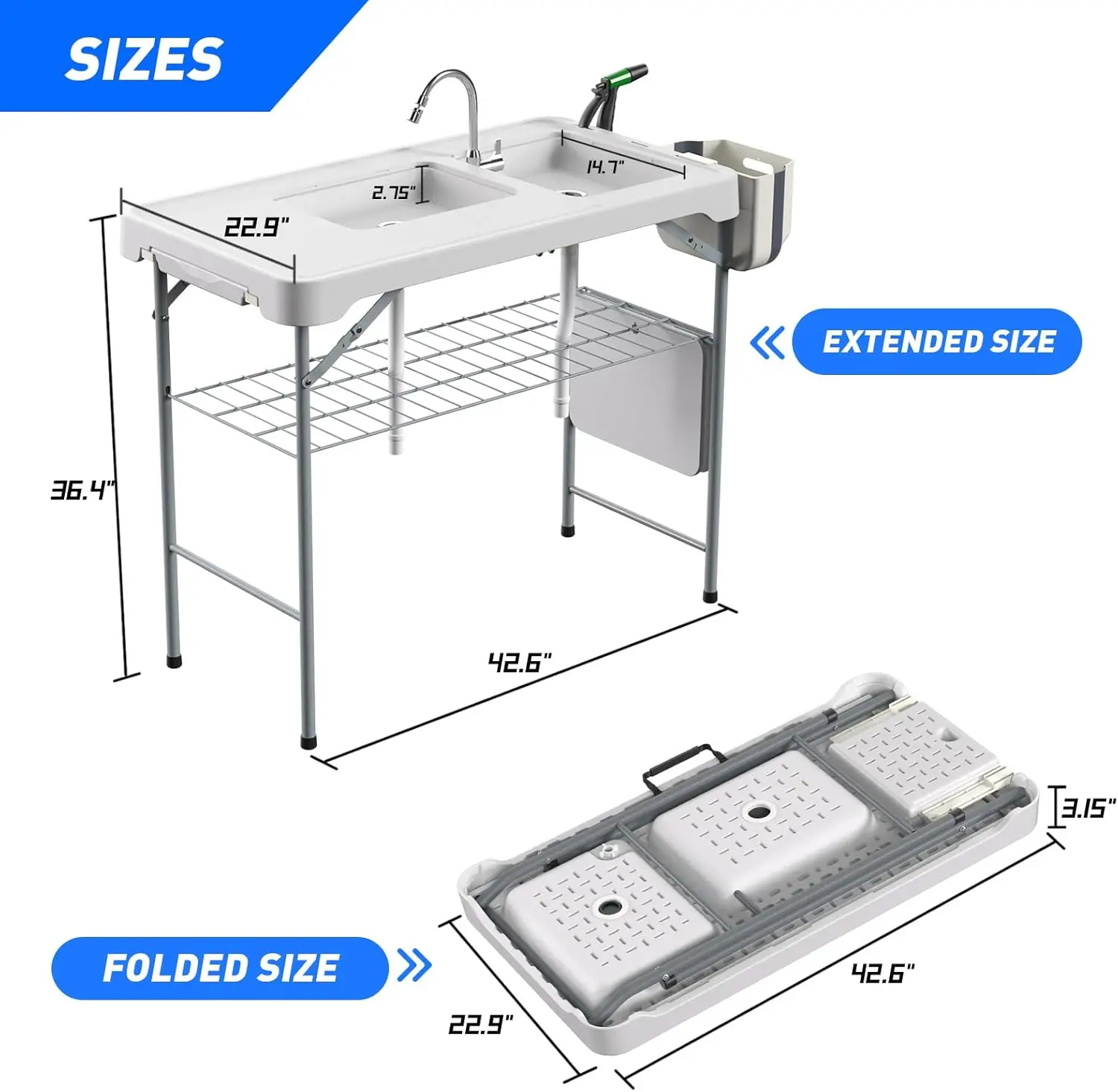 Cleaning Table with Sink 42.6