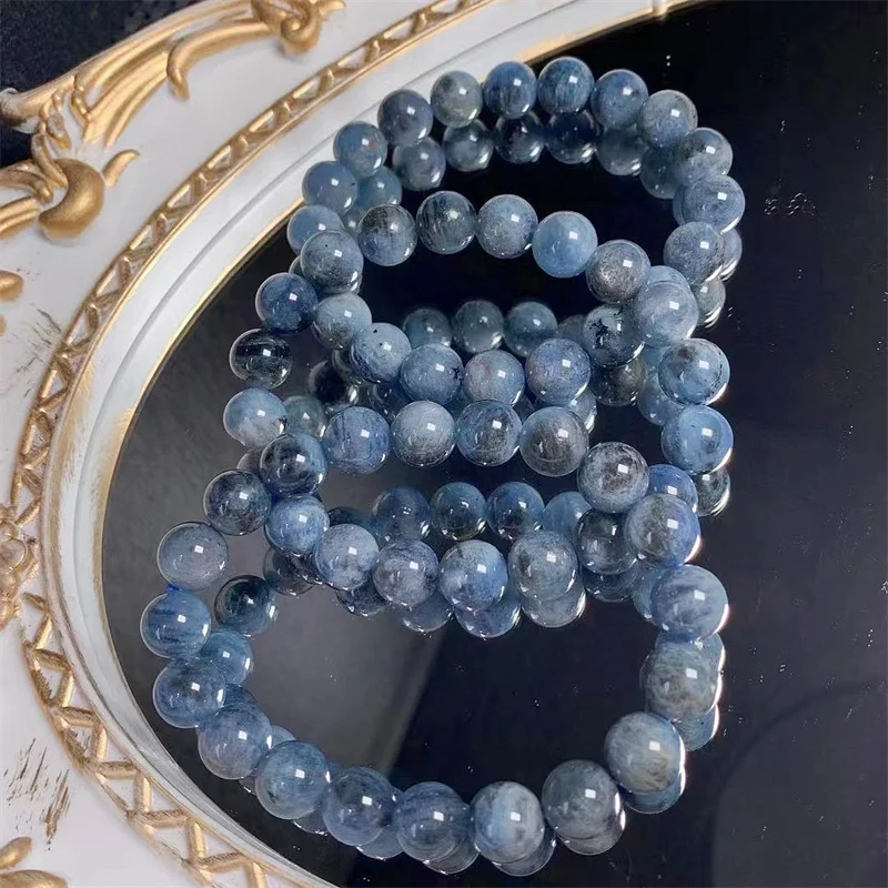 10MM Natural Aquamarin Bracelet Vintage Charm Round Chain Beads Jewelry For Women Friend Holiday Gift 1pcs