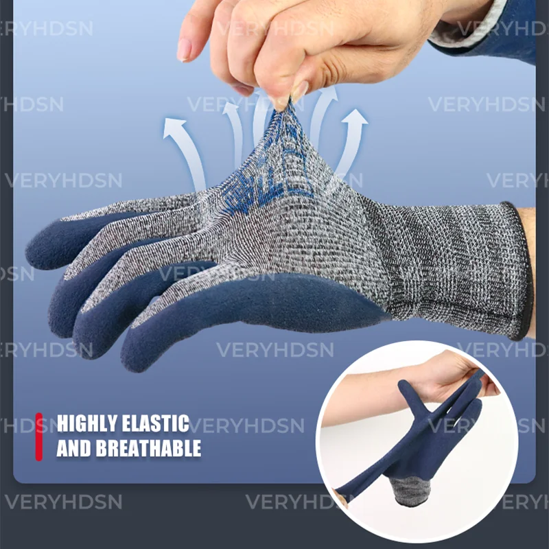 3pairs Safety Work Gloves For Men&Women Multi-Purpose Firm Non-Slip Grip Cut-Resistant Nitrile Foam Coated Durable & Breathable