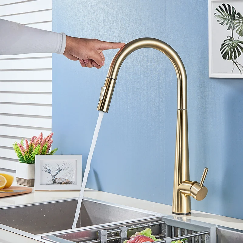 

Gold Sensor Kitchen Faucets Smart Touch Control Inductive Faucet Mixer Tap Sensitive Black White