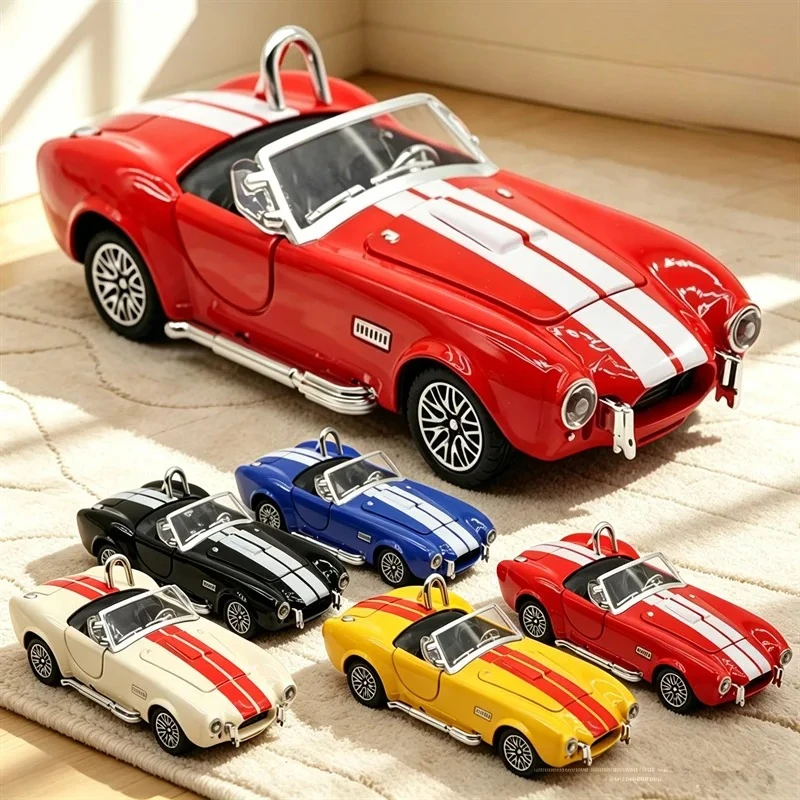 1:32 Alloy Shelby Cobra 427 Vintage Convertible Car Model, Simulation Retro Diecast Roadster Ornament Toy For Collector Gift