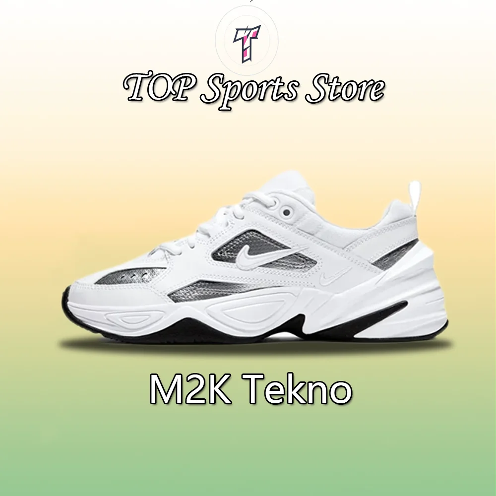 Женские кроссовки Nike M2K Tekno Low, классические повседневные кроссовки в стиле ретро, зимние легкие удобные кроссовки с мягкой подкладкой, белые и серебристые