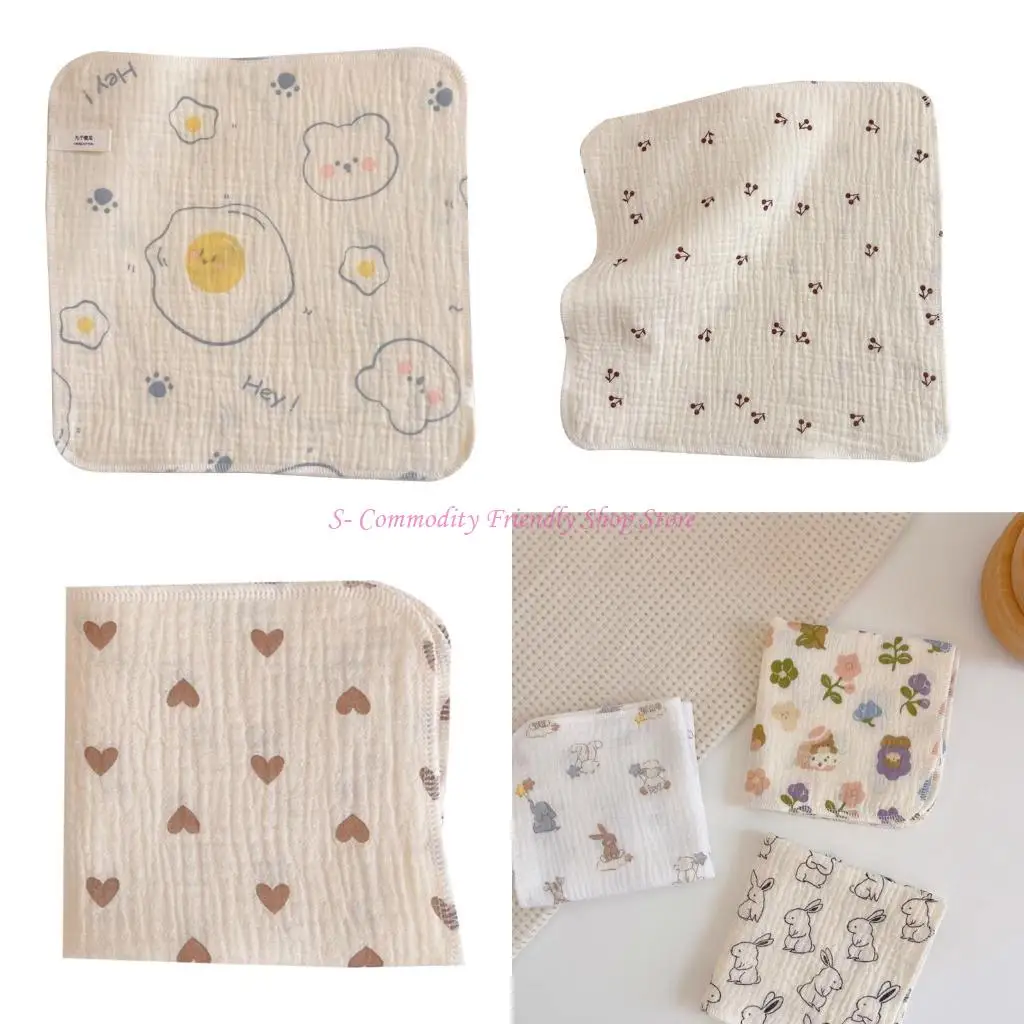 

85AE Reusable Baby Drool Scarf 26x26cm Four-layered Muslin Squares Newborn Washcloth