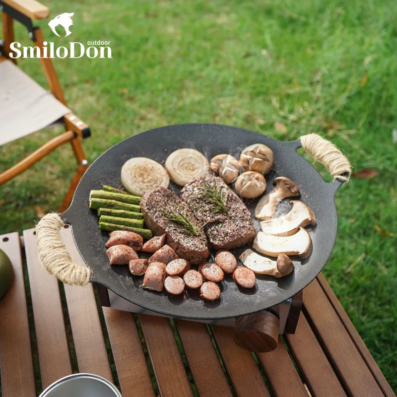 

Smilodon-Camping Frying Pan Outdoor BBQ Grilling Pan Portable Non-stick Baking Pan Picnic Cookware 28cm 30cm