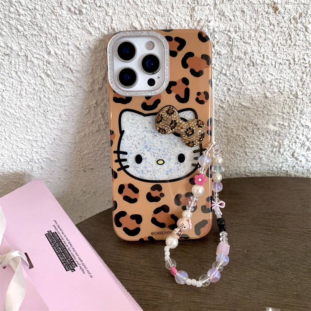 

Luxury flash diamond Hello Kitty Fashion phone case for iPhone 14 Pro 13 16 15 Promax cover girls cute protective cases For 15