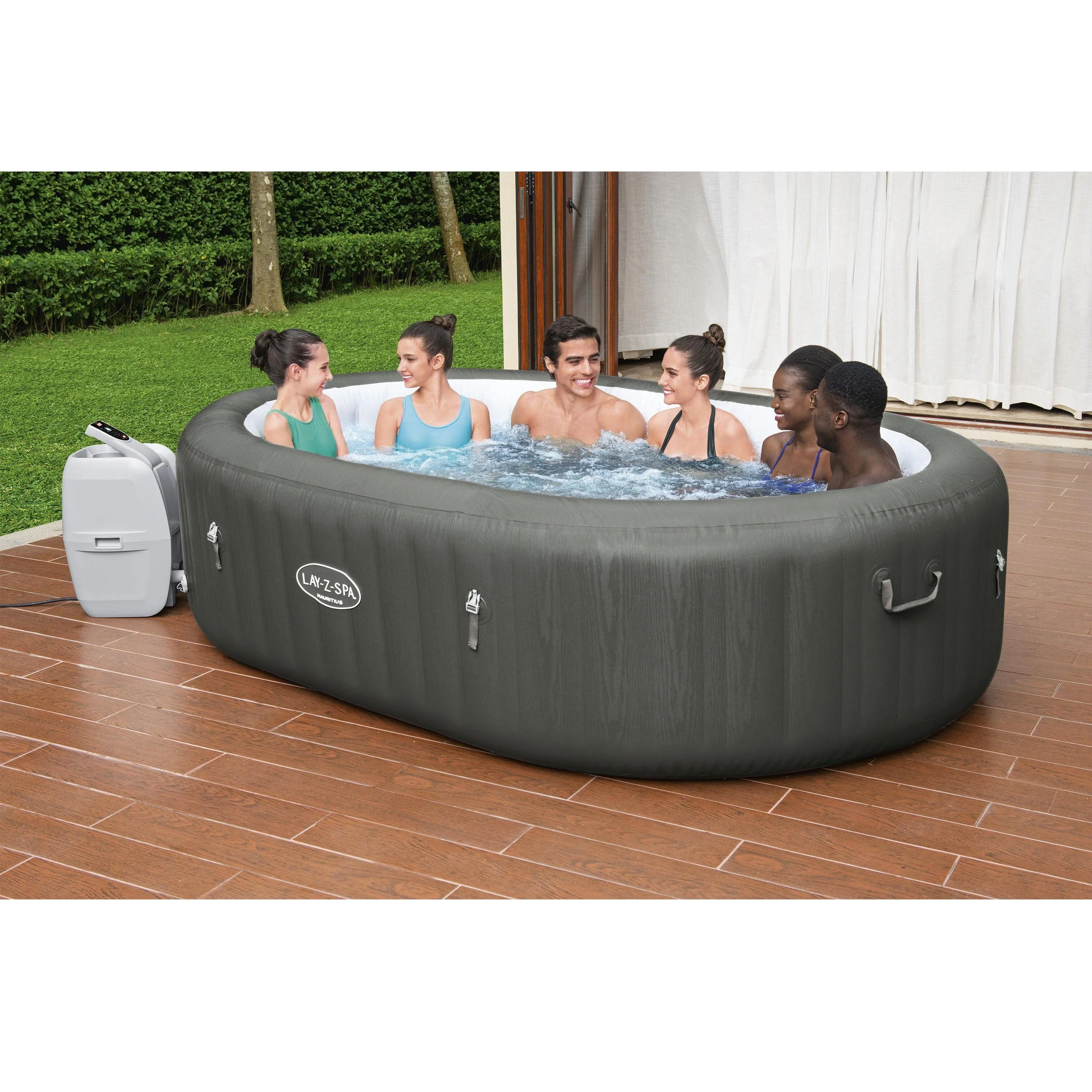 

STLF 60067 Lay Z Spa Mauritius Smart AirJet Inflatable Hot Tub Spa 5-7 Person Oval Inflatable Spa Massage Bathtubs