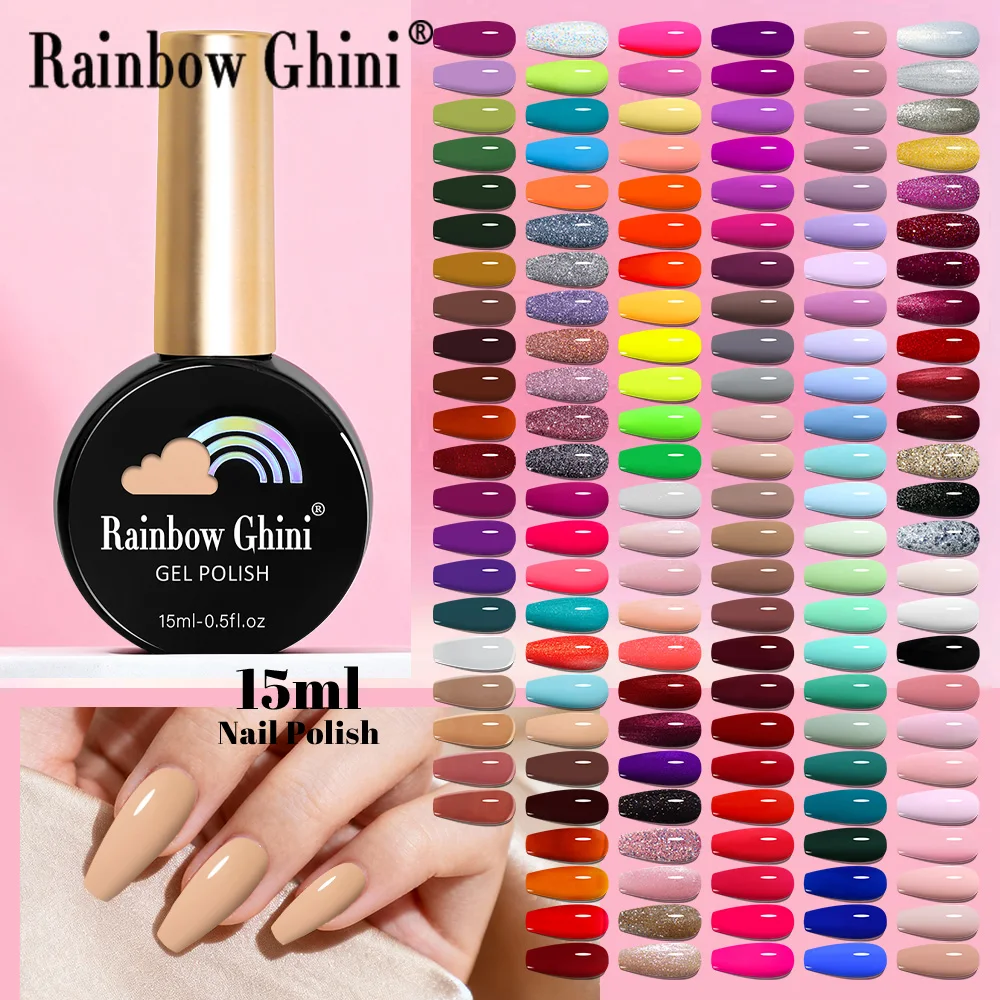

RG 15ML 146Colors HEMA&TPO Free Long Lasting Nail Polish Colorful UV Nail Gel Top Base Coat Supplies For Professional Manicure