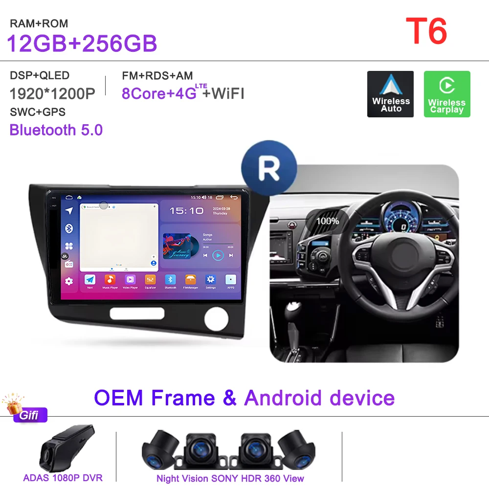 Android 16 2K Incell Scherm Multimedia Voor Honda CR-Z 1 CRZ LHD RHD 2010-2016 Stereo Head Unit GPS navigatie Hoge prestaties