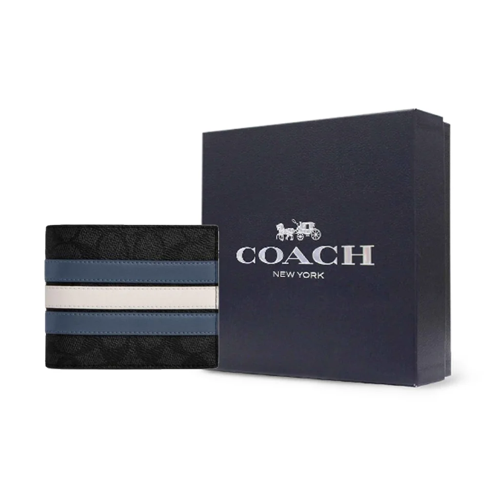 Detaljbild av COACH CW385-WTC plånbokens interiör med fackindelning
