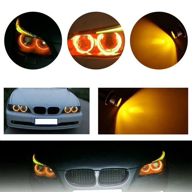 8000K Amber LED Angel Eye Marker Halo Light Bulbs Lamps For -BMW E39 E53 E60 E63 E64 E66 E87 5 6 7 X3 X5 [Pack Of 8 Pcs]