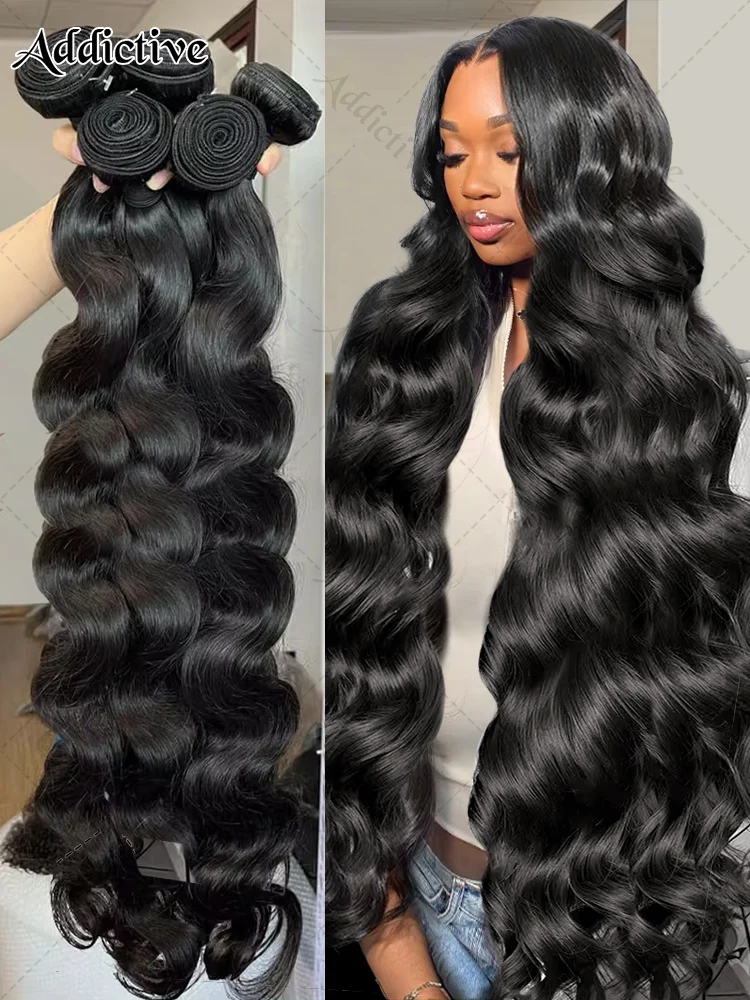 Tissage en Lot Brésilien Remy Ondulé 100% Naturel, Cheveux Non Traités, 30 32 40 Pouces, Double Proximité, Extensions