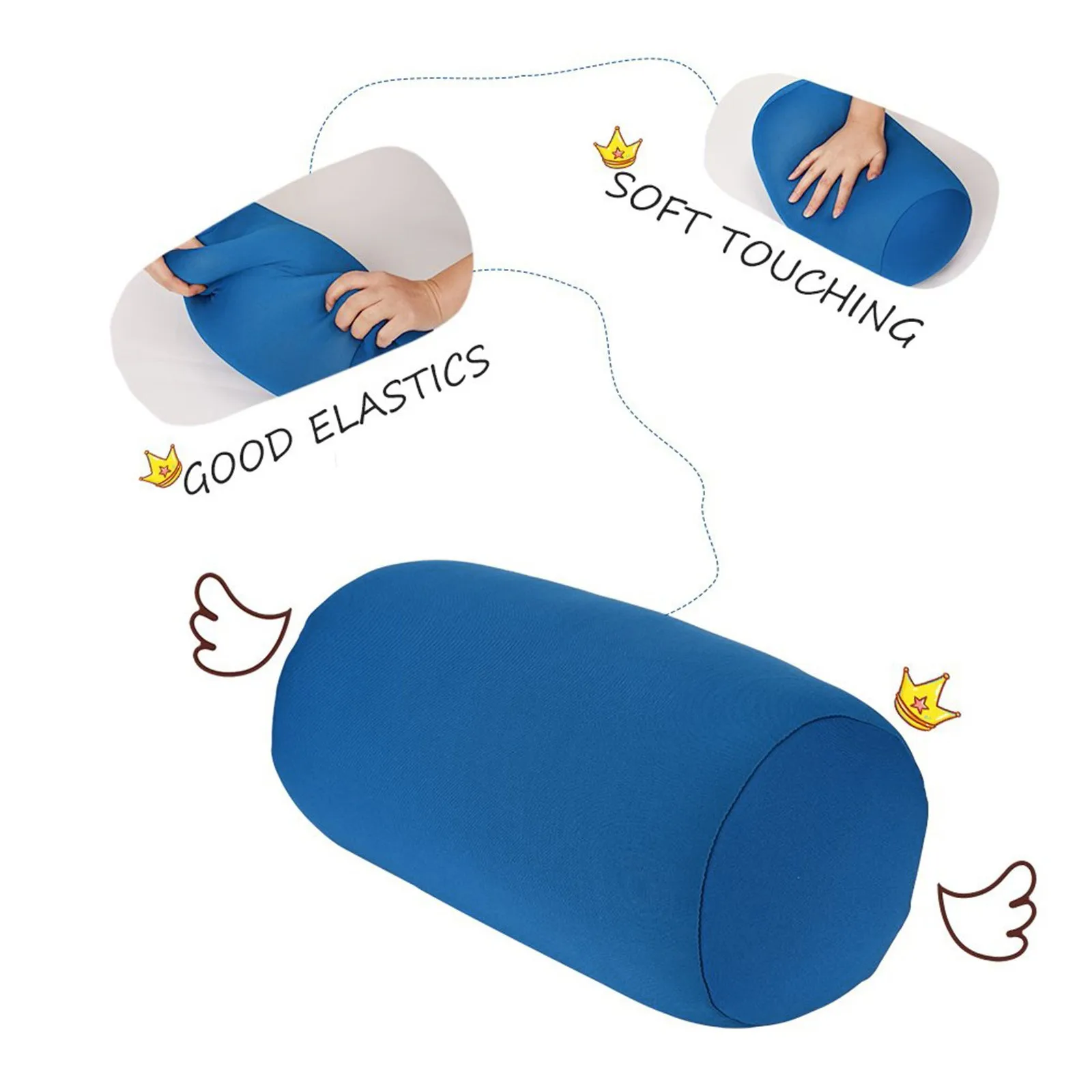 Solid Color Cylinder Bolster Pillow Foam Particle Filled Cushion Office Desk Nap Pillow Lumbar Support Rest Sleeping Bed Decor
