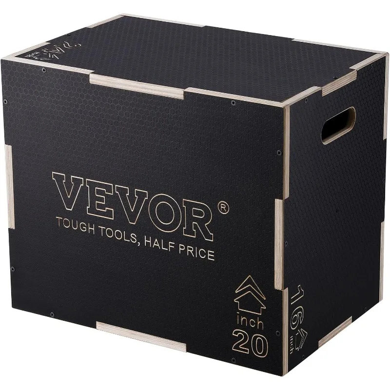 

VEVOR 3 in 1 Plyometric Jump Box, Easy-to-Assemble Wood Plyo Box for Jumping Trainers, Home Gym Training and Conditioning