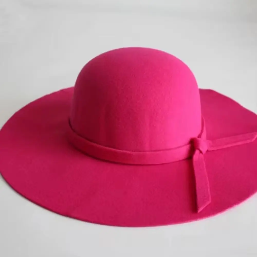 Vintage Style Bucket Hat Wide Brim Foldable Design Floppy Fedora Hats Sun Protection Felt Material Wide Brimmed Hats
