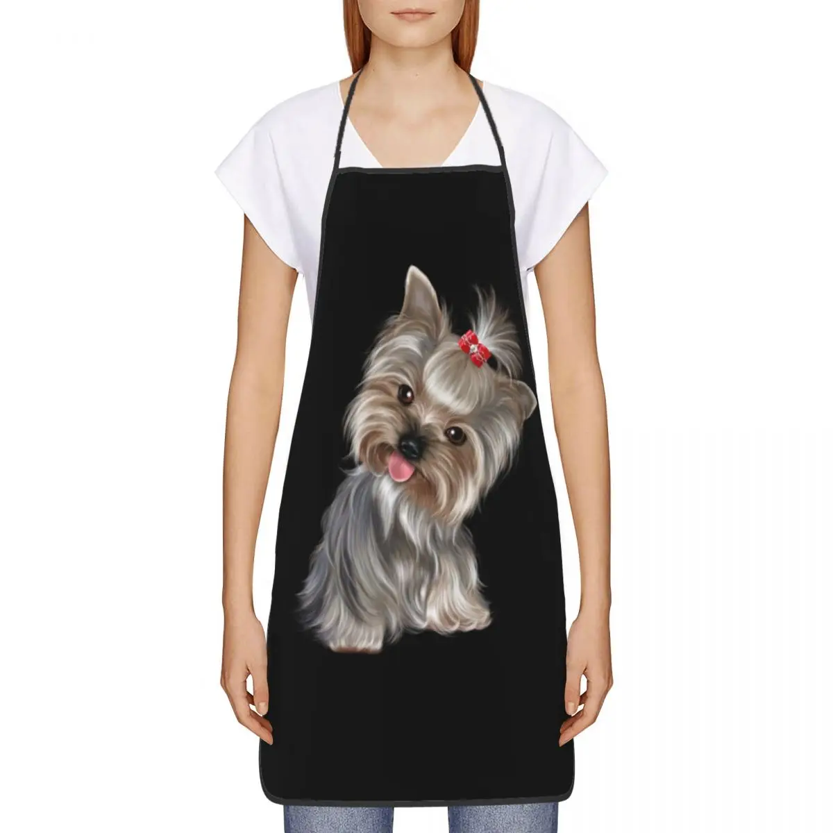 Custom Funny Yorkshire Terrier Bib Apron Women Men Unisex  Chef Cute Yorkie Dog Tablier Cuisine for Cooking Baking Gardening