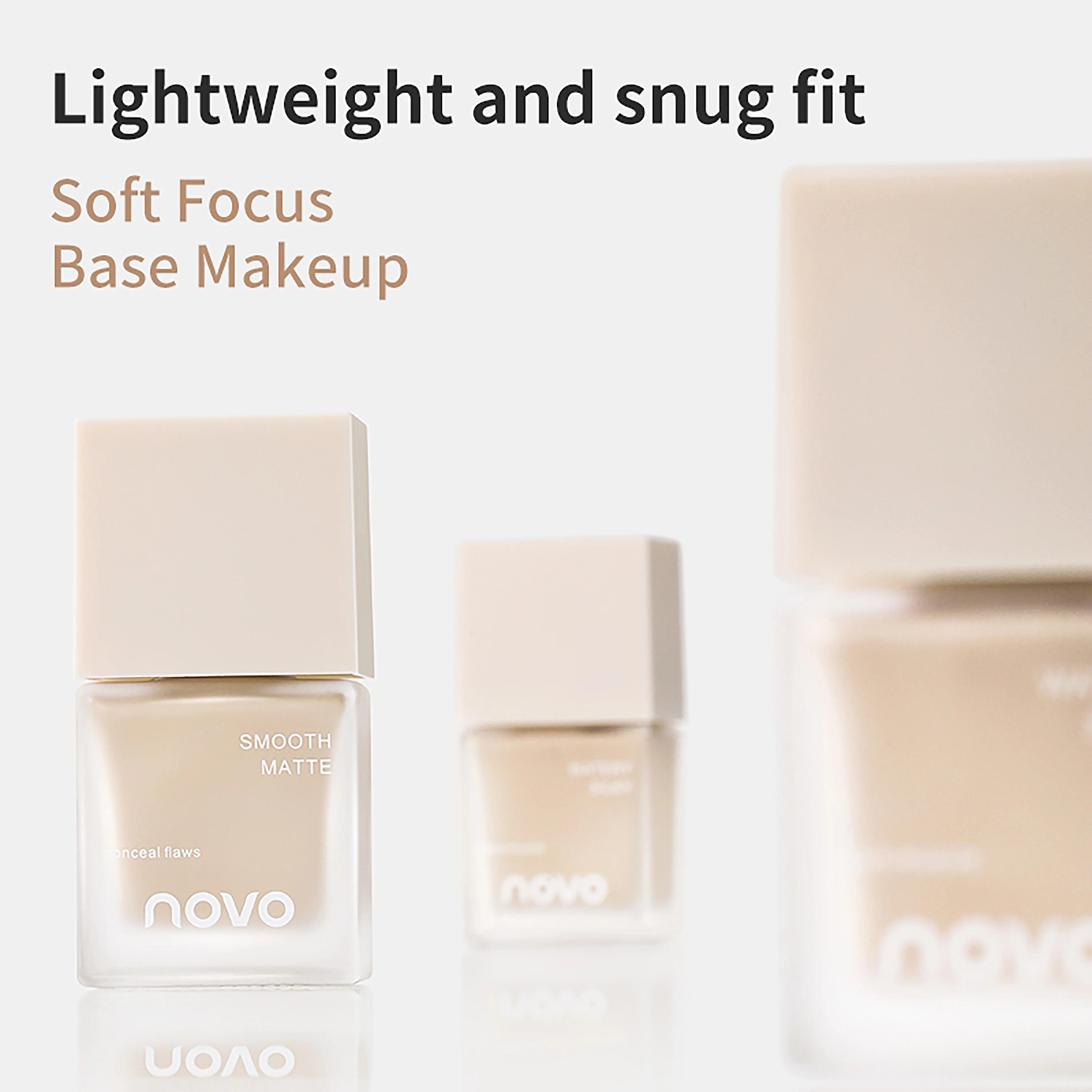 كريم أساس NOVO طويل الأمد وغير ملطخ مع التحكم في الزيت، وإخفاء وتنعيم وتفتيحها.