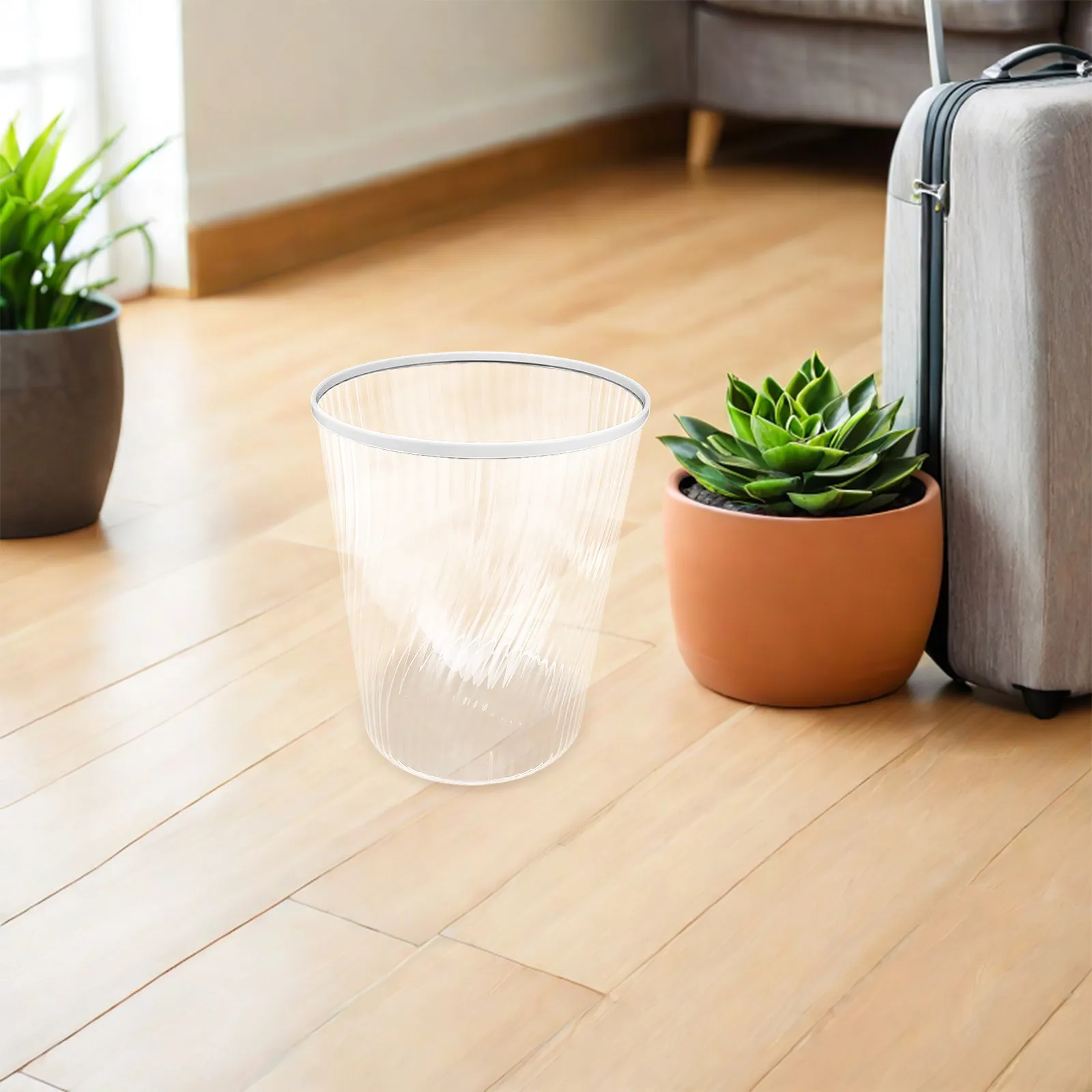 

Прозрачное круглое мусорное ведро с прессовым кольцом, компактный контейнер для отходов для ванной, кухни, офиса, гостиной