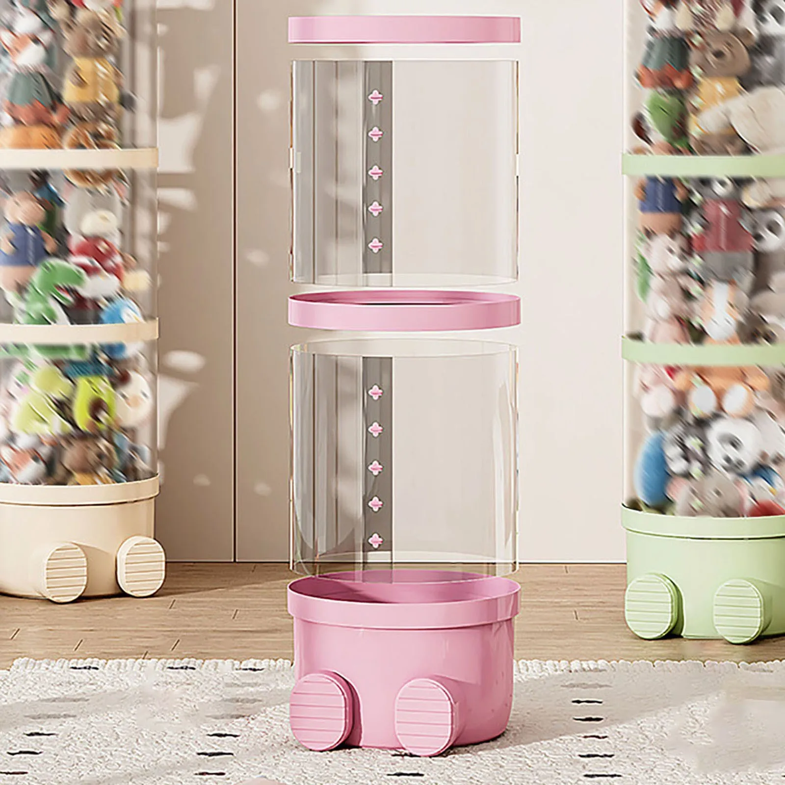 Children's Transparent Multi-Layer Doll Storage Bucket Storage Artifact Plush Toy Cylinder Large Capacity Transparent Container