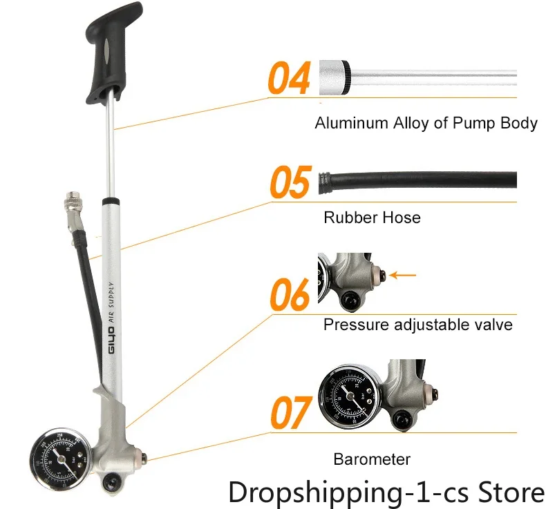 Új GIYO 300psi Magas légnyomású levegő Sürgetés Bicaj Ütközés Maroktelefon inflator Felfújható Csillogás számára Ütközés absorber/fork Szellőztet Ajánlattétel Bicikli Szivattyú Hordóköböző pálca
