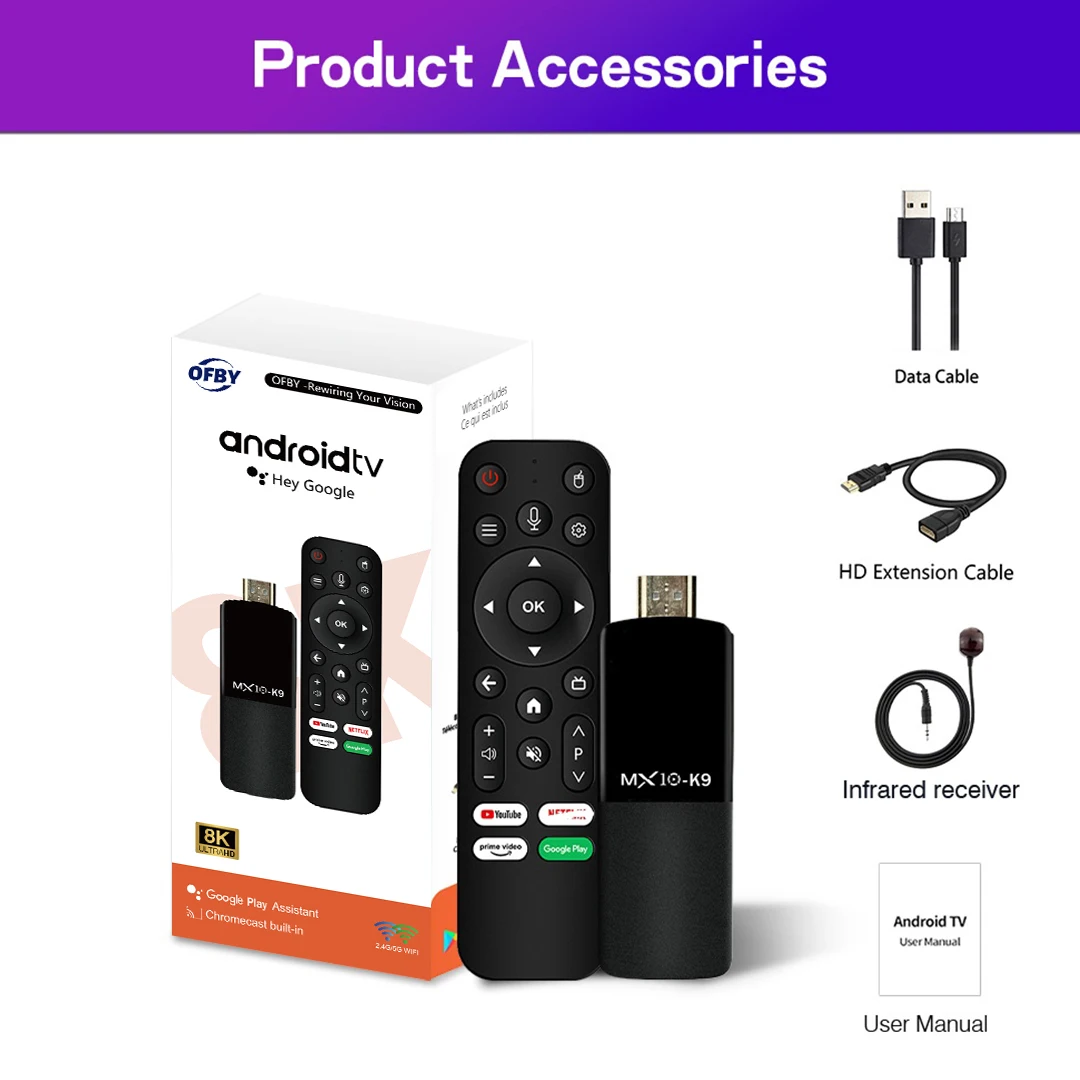 جديد Fire TV Stick 4k OFBY K9 Allwinner H313 Chip 2GB RAM 16GB ROM Android 13 OS TV Stick HD جودة الصورة بث سريع