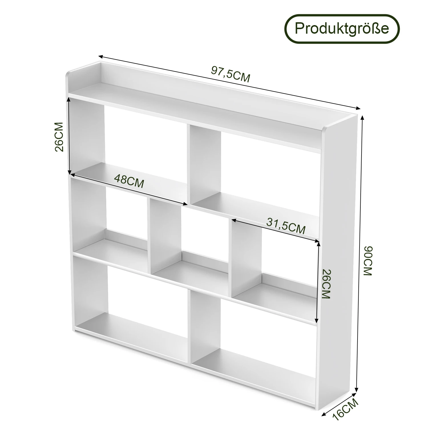 وحدة تخزين مكونة من 3 طبقات و7 مكعبات وخزانة كتب ومنظم أرفف المكاتب المنزلية باللون الأبيض