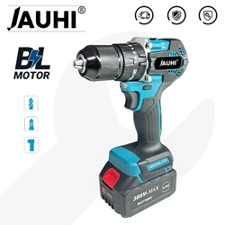 JAUHI 13MM Brushless Electric Impact Drill 35+3 Torque Cordless Screwdriver Hammer Power Tools  Makita 18V Battery