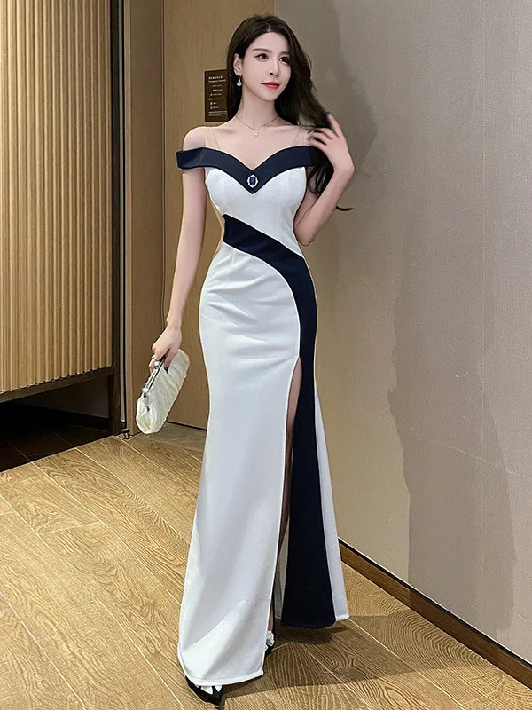 

Сексуальное вечернее платье для ночного клуба, длинное, цветное, из полиуретана и эластичного волокна, длиной до щиколотки